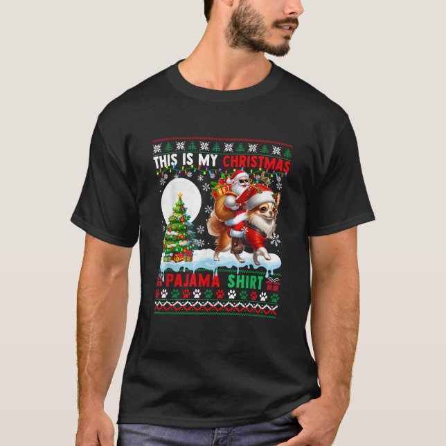 My Christmas Pajama Santa Reindeer Chihuahua Sweat T-Shirt (Front)