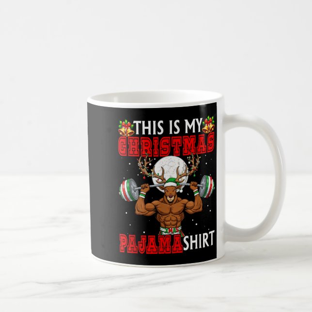 My Christmas Pajama Shirt Reindeer Muscle Weightli Coffee Mug (Right)