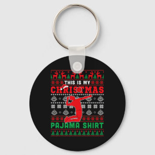 My Christmas Pajama Xmas Costume Volleyball Player Keychain