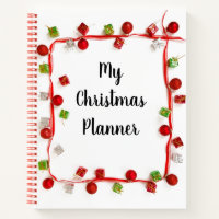 My Christmas Planner Modern Red and White Notebook