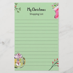 My Christmas Shopping List Stationery