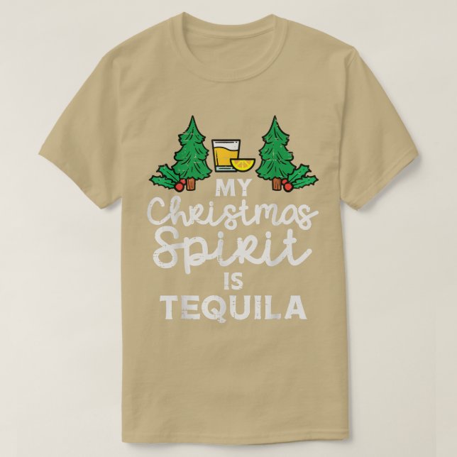 My Christmas Spirit Is Tequila Xmas Pajamas PJ Mei T-Shirt (Design Front)