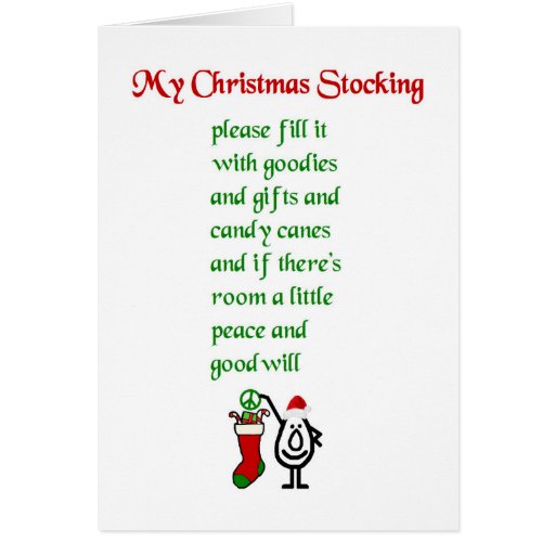 My Christmas Stocking - a funny Christmas Poem Greeting Card | Zazzle