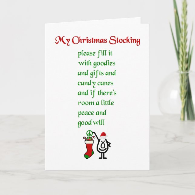 My Christmas Stocking - a funny Christmas Poem Holiday Card (Front)