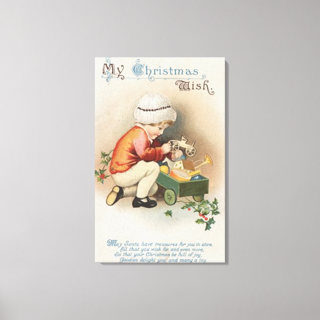 My Christmas WishKid Observing Toys Canvas Print (Front)