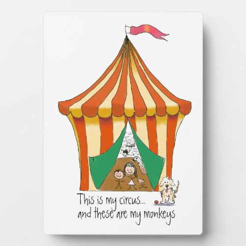 My Circus My Monkeys colorful cartoon illustration Plaque