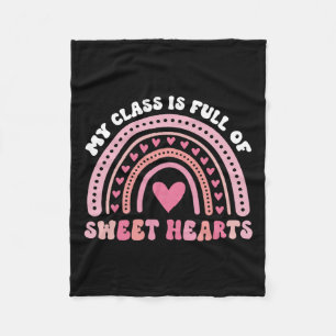 My Cl Is Full Of Sweethearts Rainbow Teacher Valen Fleece Blanket
