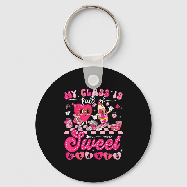 My Cl Is Full Of Sweethearts Valentine Teacher Men Keychain (Front)