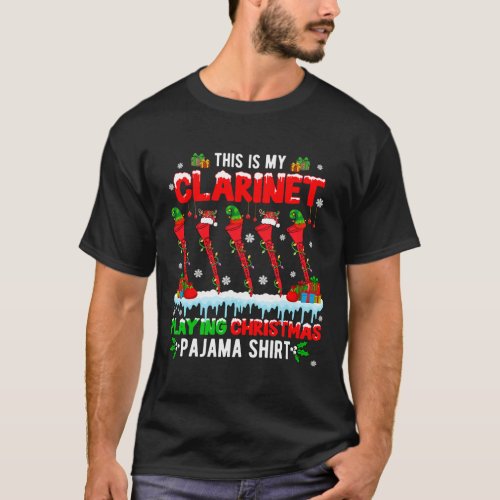 My Clarinet Playing Christmas Pajama Group Santa R T_Shirt