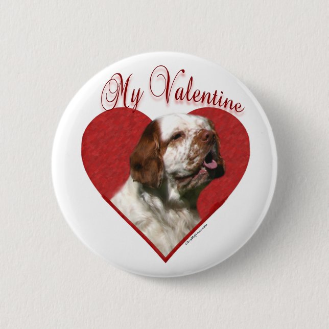My Clumber Spaniel Valentine Pinback Button (Front)