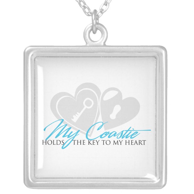 My Coastie holds the key to my Heart Silver Plated Necklace (Front)