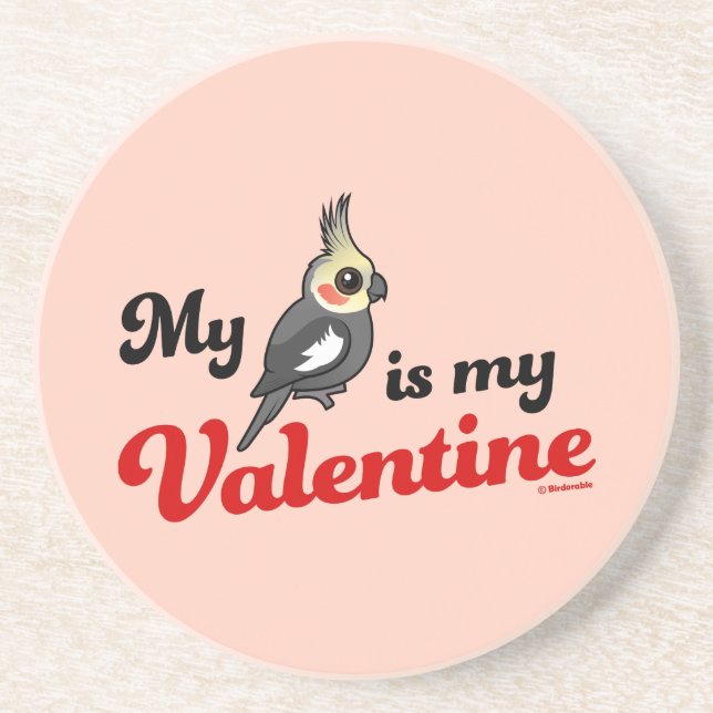 My Cockatiel Is My Valentine Drink Coaster (Front)