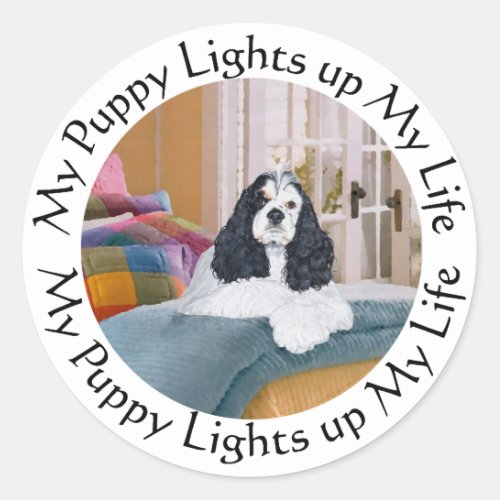 My Cocker Spaniel Lights up my Life Classic Round Sticker