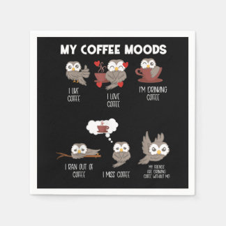 My Coffee Moods Owl Gift Owl Lovers Coffee Gift Napkins