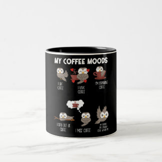 My Coffee Moods Owl Gift Owl Lovers Coffee Gift Two-Tone Coffee Mug