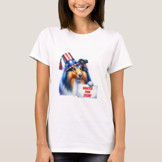 My Collie Is Smarter Than Trump T-Shirt (Front)