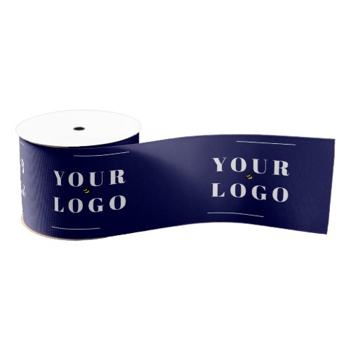 My Company Business Logo Template Custom Navy Blue Grosgrain Ribbon