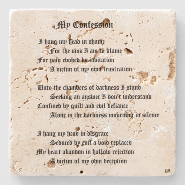 My Confession Stone Coaster (Front)