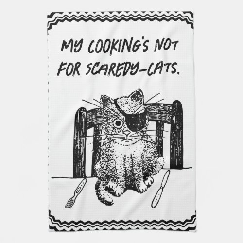 My Cookings Not for Scaredy_Cats Pirate Cat Funny Kitchen Towel