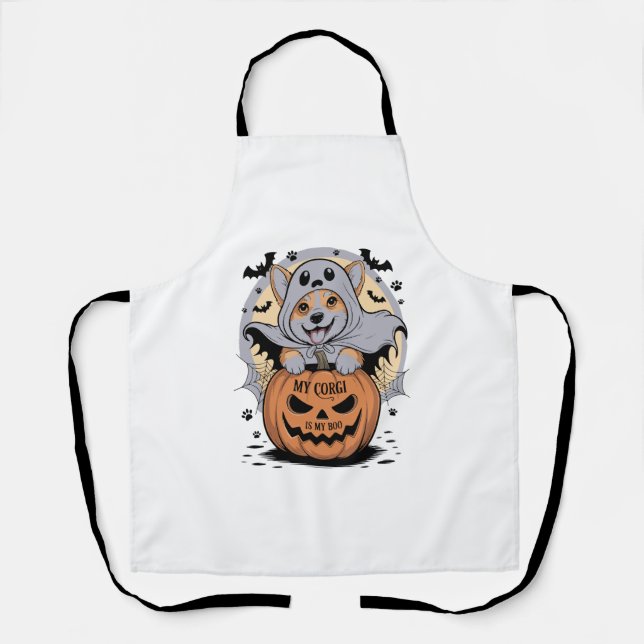 My Corgi is My Boo Halloween Apron (Front)