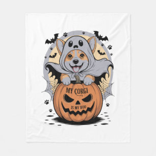 My Corgi is My Boo Halloween Fleece Blanket