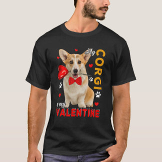 My Corgi Is My Valentine Cute Dog Holding Heart Lo T-Shirt