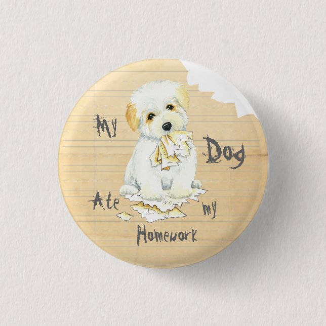 My Coton Ate My Homework Button (Front)