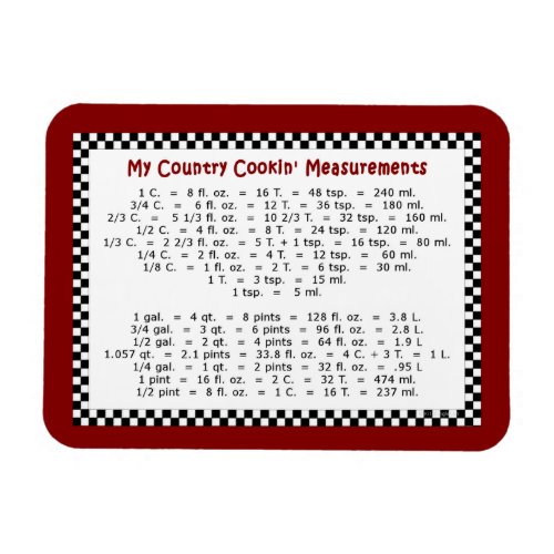 My Country Cookin Measurements 4x3 Photo Magnet