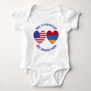 My Country My Armenian Heritage Heart Baby Bodysuit