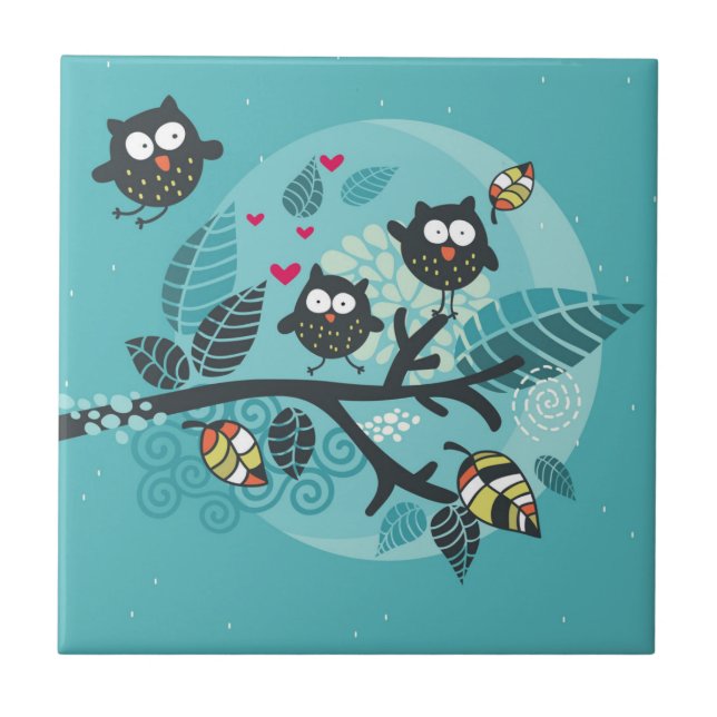 My crazy owl pet ceramic tile (Front)