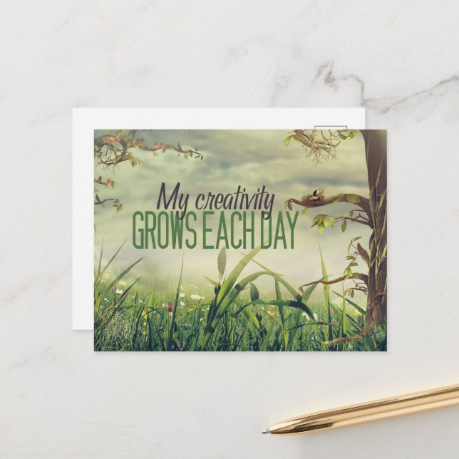"My creativity grows" Motivation Affirmation Postcard (Front/Back In Situ)