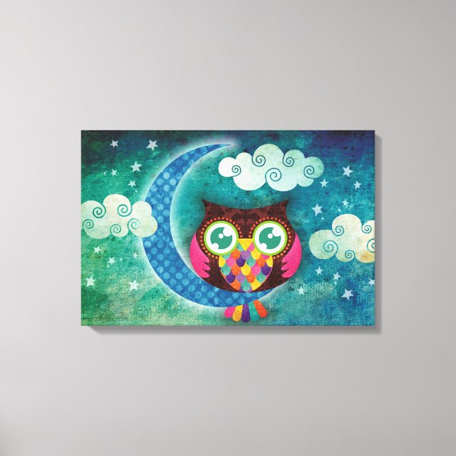 My Crescent Owl Wrapped Canvas Print (Front)