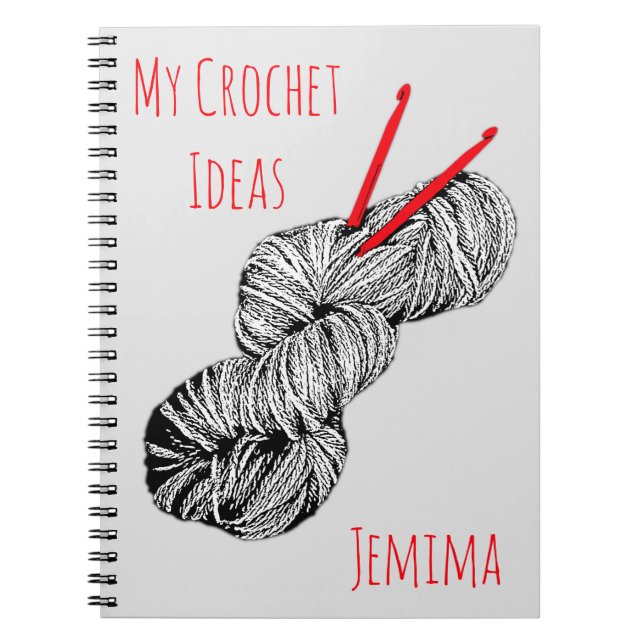 My crochet ideas personalised notebook (Front)