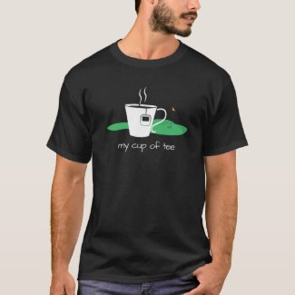 My cup of tee with tea and  flag on green golfer