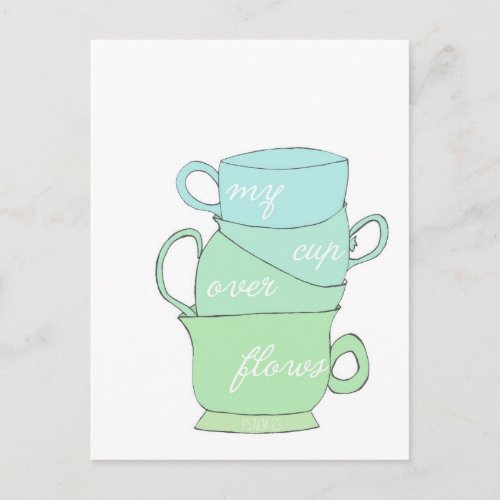 my cup overflows mug illustration psalm 23 postcard