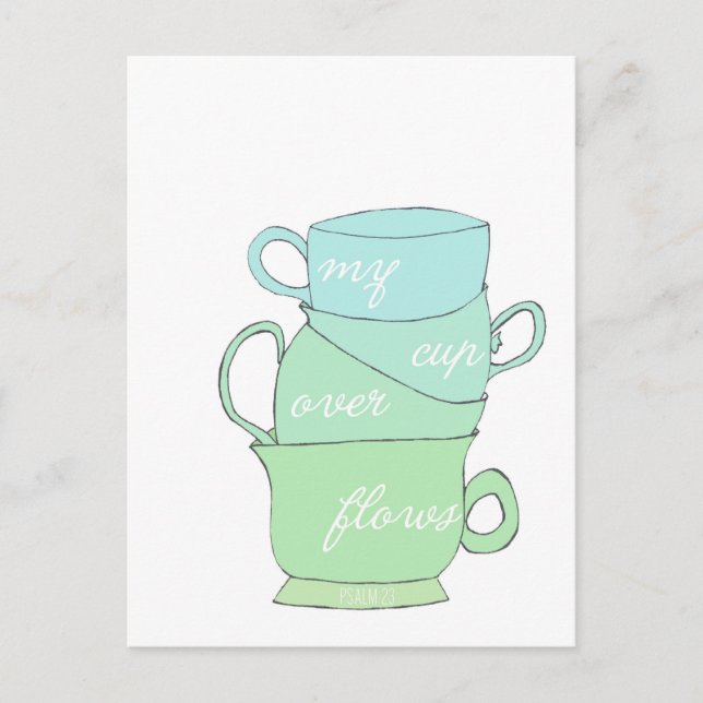 my cup overflows mug illustration psalm 23 postcard (Front)
