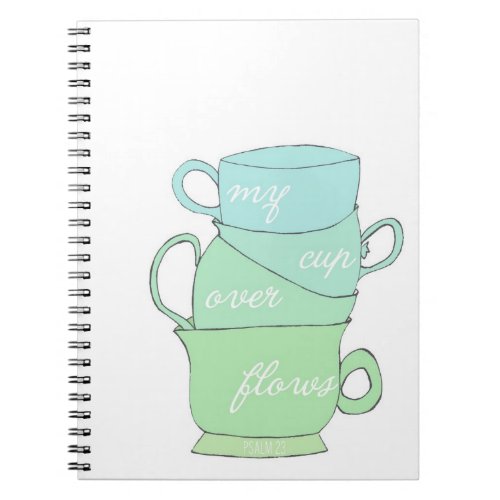 my cup overflows psalm 23 blue mug illustration notebook