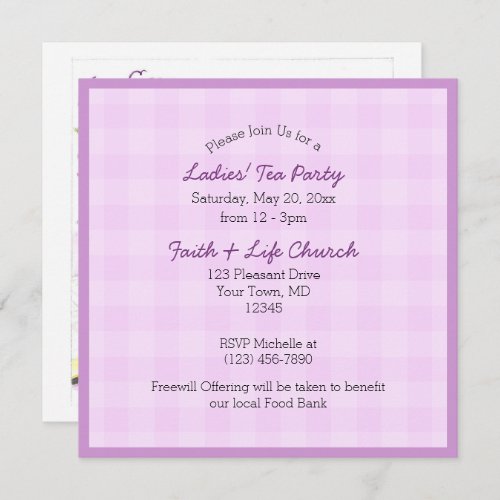 My Cup Overflows with Scripture Lavender Tea Party Invitation