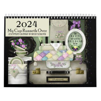 "my Cup Runneth Over" 2024 Scripture Calendar by JustBeeNMeBoutique at Zazzle