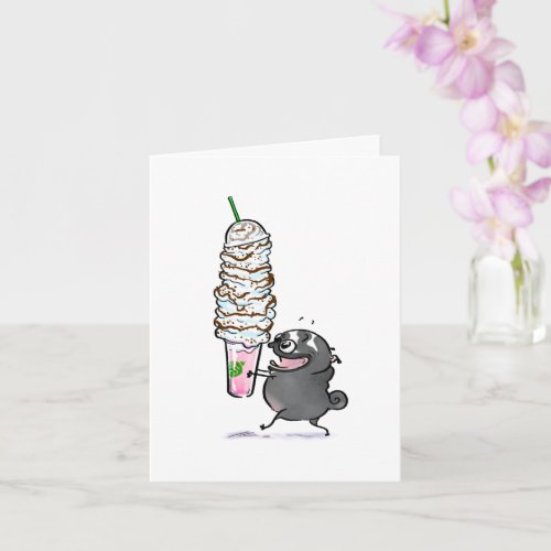 My Cup Runneth Over black pug thank you card