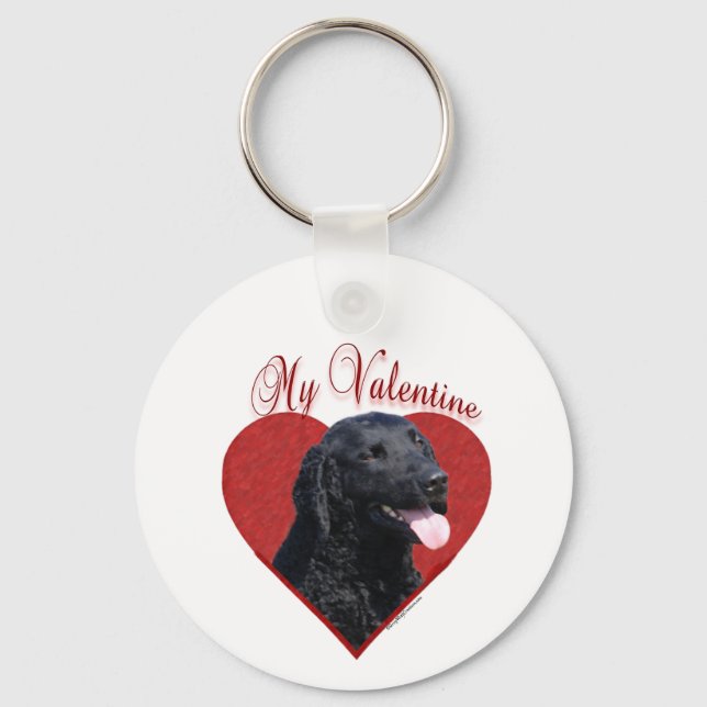 My Curly-Coated Retriever Valentine Keychain (Front)