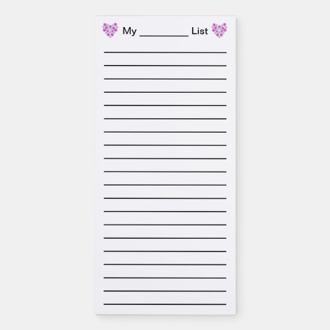My custom pink and white hearts lined notepads (Front)