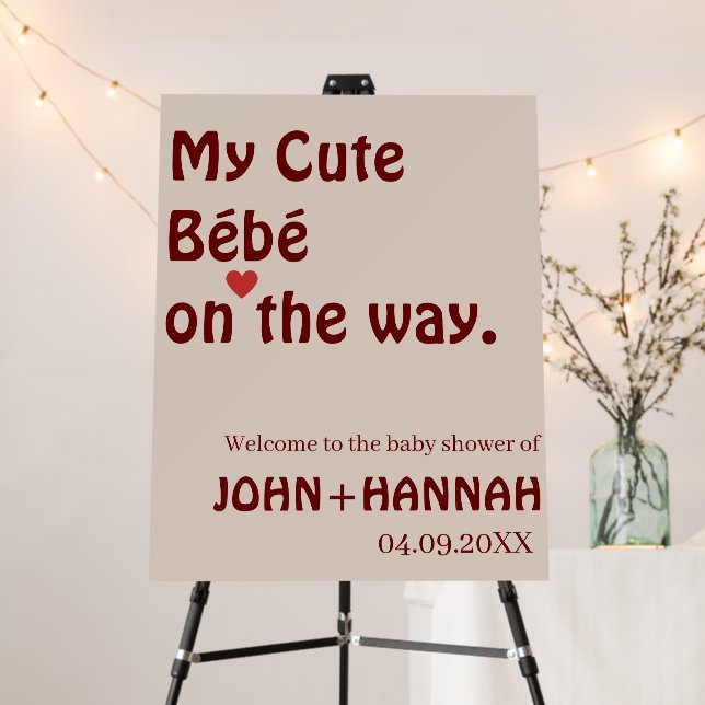 My Cute Bébé on the Way Co-ed Baby Shower Welcome  Foam Board (In Situ (Stand))