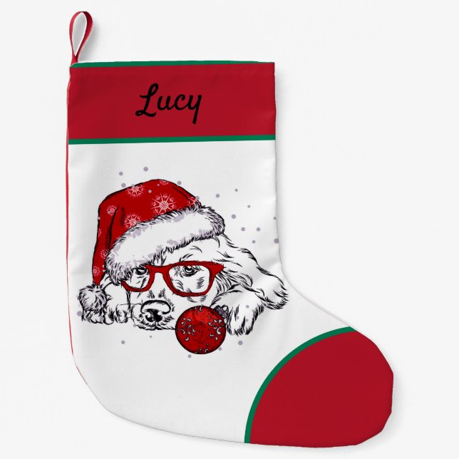 My cute little Puppy Merry Christmas Small Christmas Stocking (Front)