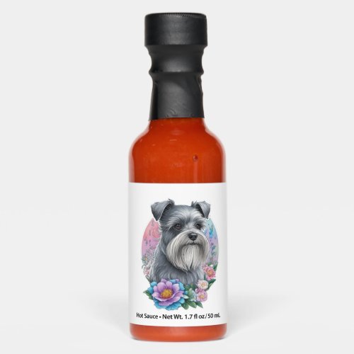 My cute Schnauzer dog and his flowers   Hot Sauces