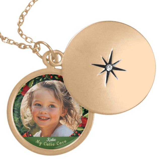 My Cutie Coco- Customized Daughter Photo Portrait  Gold Plated Necklace (Front)