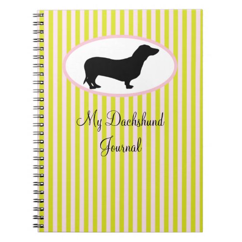 My Dachshund Journal custom green  pink stripes