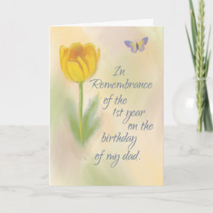 MY Dad 1st Year Birthday Remembrance Watercolor Card