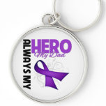My Dad Always My Hero - Purple Ribbon Keychain