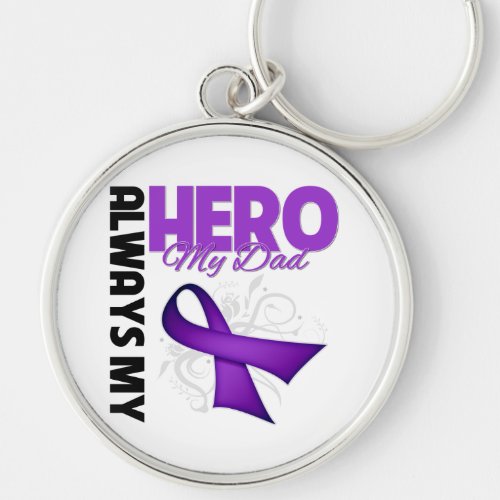 My Dad Always My Hero _ Purple Ribbon Keychain